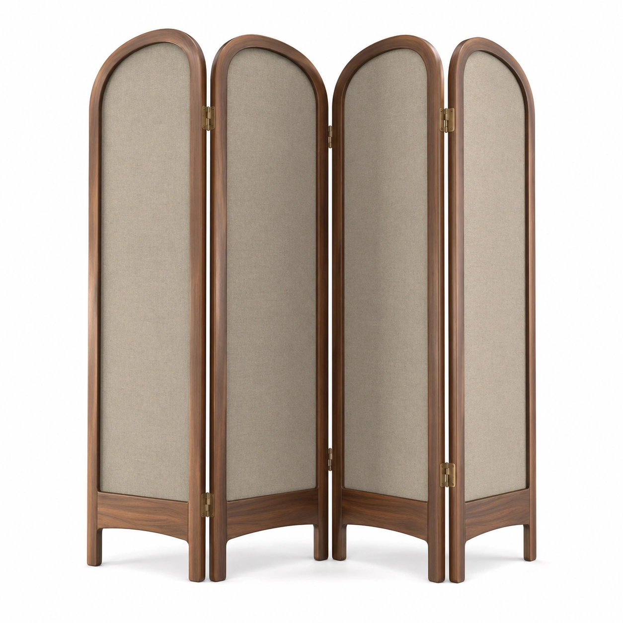 Biombo separador de ambientes de 4 paneles con estructura de madera y tela beige estilo moderno 164x170 cm-cartdova